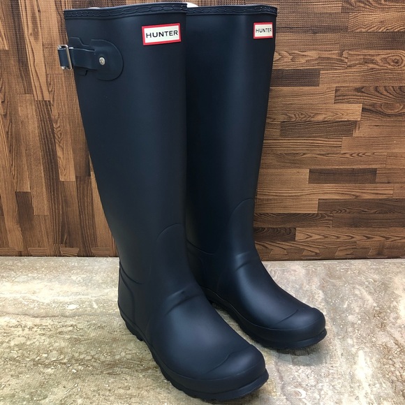 Hunter Women's Original Tall Wide Navy Size 8 - Picture 1 of 14